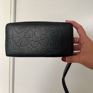 Black Heart Embossed Women's Wallet